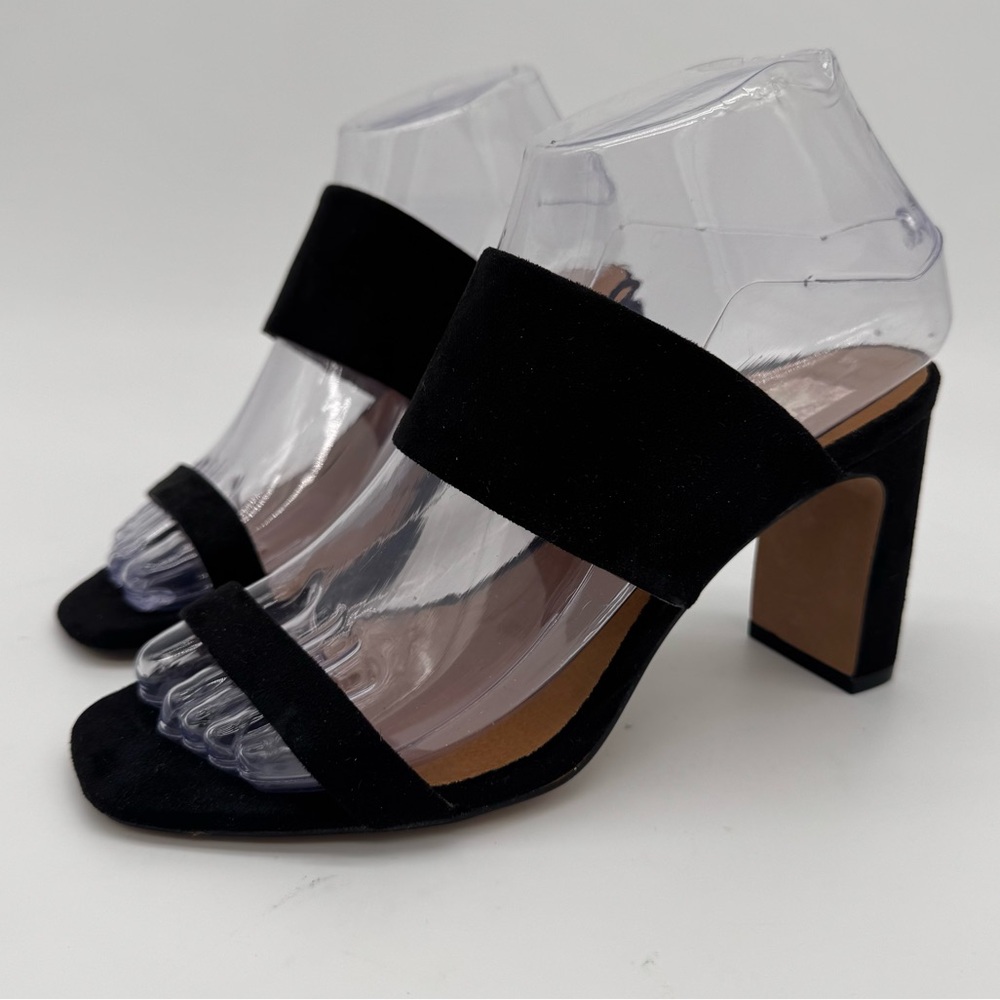 Band of Gypsies Torrey Black Double Strap Slip On Block Heel Sandal Size 6.5